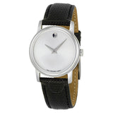  Shop Authentic Movado Museum Silver Dial Black Leather Strap Watch For Women - 2100003 - Luxxuri