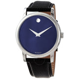  Shop Authentic Movado Museum Blue Dial Black Leather Strap Watch For Women - 2100010 - Luxxuri