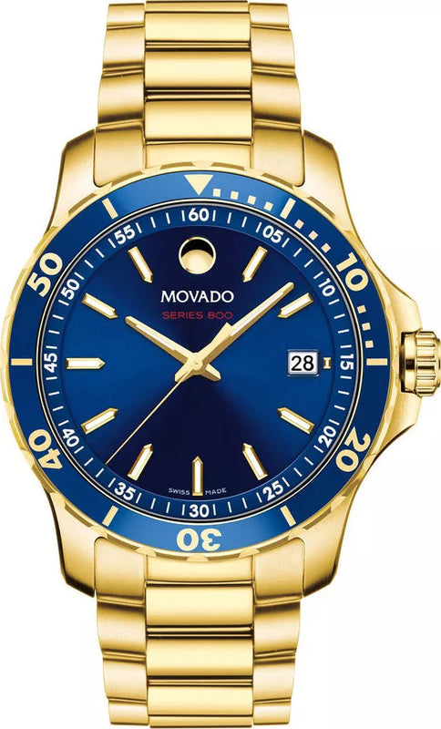  Shop Authentic Movado Series 800 Blue Dial Gold Steel Strap Watch For Men - 2600144 - Luxxuri