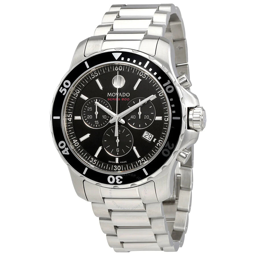  Shop Authentic Movado Series 800 Chronograph Black Dial Silver Steel Strap Watch For Men - 2600142 - Luxxuri