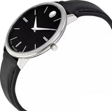  Shop Authentic Movado Ultra Slim Black Dial Black Leather Strap Watch For Women - 0607090 - Luxxuri