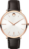  Shop Authentic Movado Ultra Slim Silver Dial Brown Leather Strap Watch For Women - 0607093 - Luxxuri