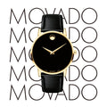 Movado Museum Classic Black Dial Black Leather Strap Watch For Women - 0606877