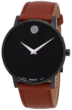  Shop Authentic Movado Museum Classic Black Dial Brown Leather Strap Watch for Men - 0607198 - Luxxuri