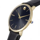  Shop Authentic Movado Ultra Slim Black Dial Black Leather Strap Watch For Women - 0607091 - Luxxuri