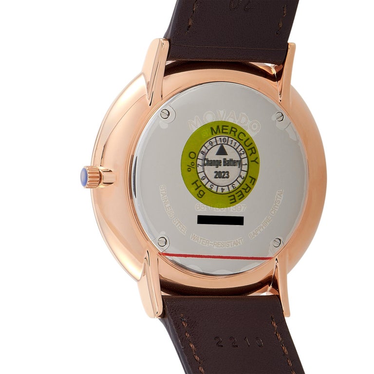  Shop Authentic Movado Ultra Slim White Dial Brown Leather Strap Watch For Men - 0607089 - Luxxuri