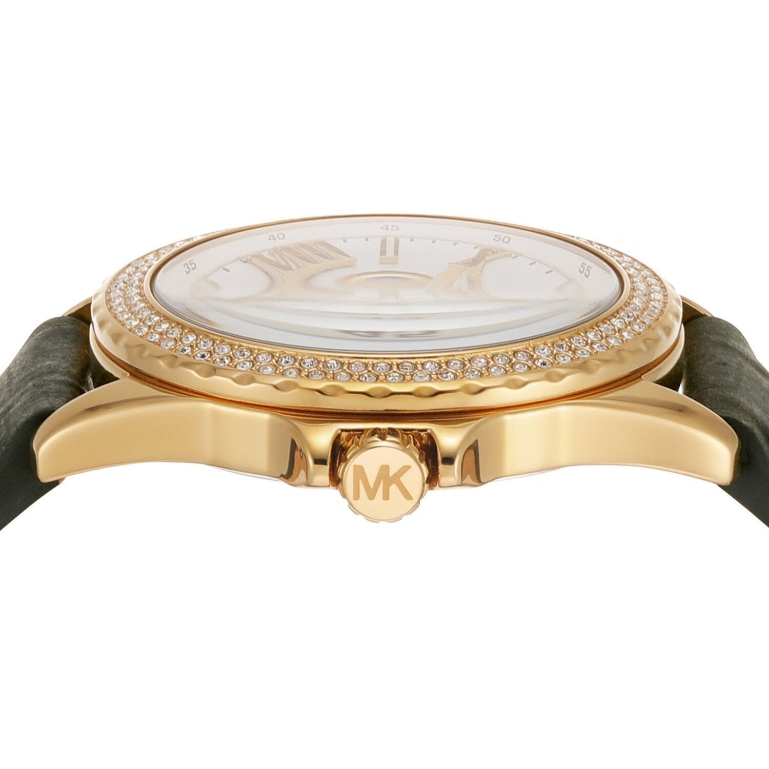  Shop Authentic Michael Kors Mini Everest Crystals White Dial Green Leather Strap Watch for Women - MK4720 - Luxxuri