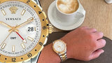  Shop Authentic Versace Hellenyium GMT Silver Dial Two Tone Steel Strap Watch for Men - V11030015 - Luxxuri