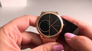  Shop Authentic Calvin Klein Minimal Black Dial Rose Gold Mesh Bracelet Watch for Men - K3M21621 - Luxxuri