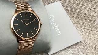  Shop Authentic Calvin Klein Minimal Black Dial Rose Gold Mesh Bracelet Watch for Men - K3M2162Y - Luxxuri