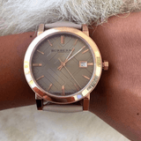  Shop Authentic Burberry The City Beige Dial Brown Leather Strap Watch for Women - BU9014 - Luxxuri