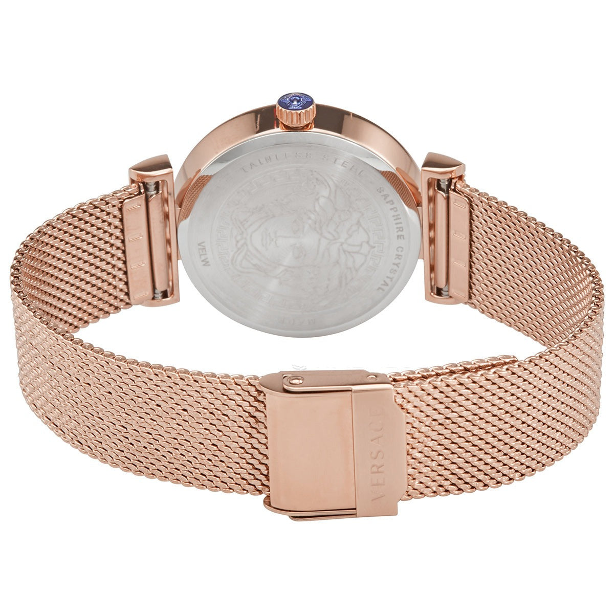Versace Meander White Dial Rose Gold Mesh Bracelet Watch for Women - VELW00620