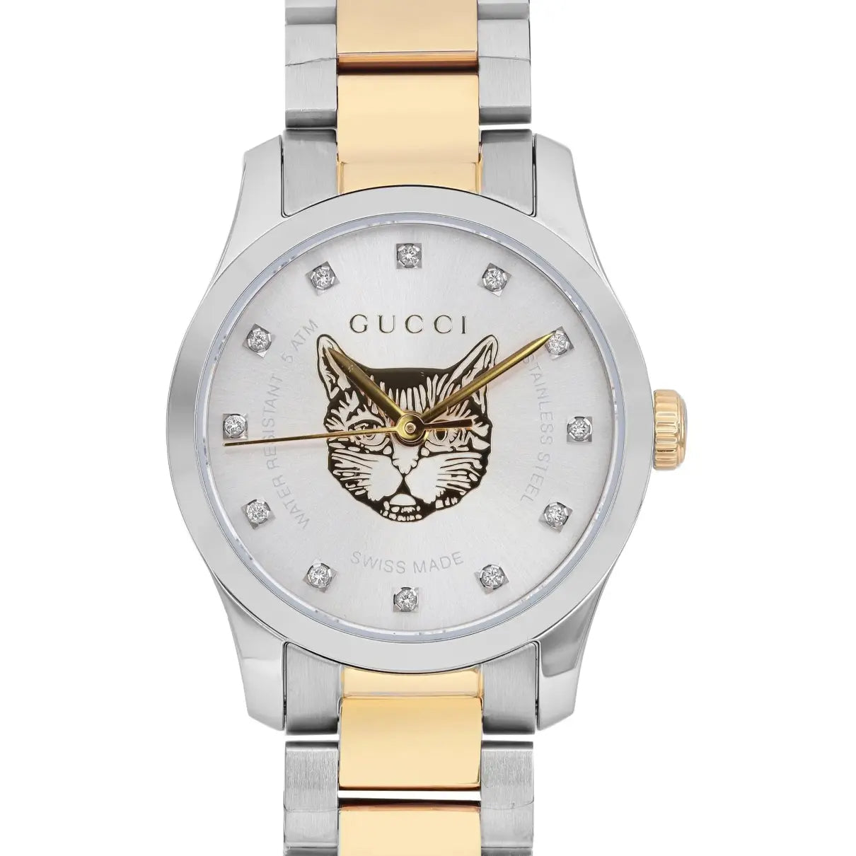  Shop Authentic Gucci G Timeless Quartz Diamonds Silver Dial Two Tone Steel Strap Watch For Women - YA1265016 - Luxxuri