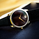  Shop Authentic Movado Museum Black Dial Black Leather Strap Watch For Men - 0607014 - Luxxuri