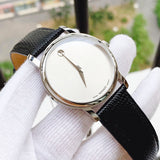  Shop Authentic Movado Museum Quartz Silver Dial Black Leather Strap Watch For Men - 2100001 - Luxxuri