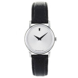  Shop Authentic Movado Museum Silver Dial Black Leather Strap Watch For Women - 2100003 - Luxxuri