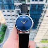  Shop Authentic Movado Museum Blue Dial Black Leather Strap Watch For  Men - 2100009 - Luxxuri