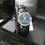  Shop Authentic Movado Museum Black Dial Black Leather Strap Watch For Women - 2100004 - Luxxuri