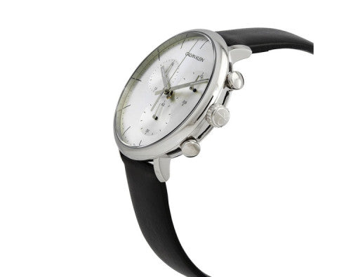  Shop Authentic Calvin Klein High Noon Chronograph White Dial Black Leather Strap Watch for Men - K8M271C6 - Luxxuri