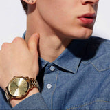  Shop Authentic Armani Exchange Cayde Analog Gold Dial Gold Steel Strap Watch For Men - AX2707 - Luxxuri