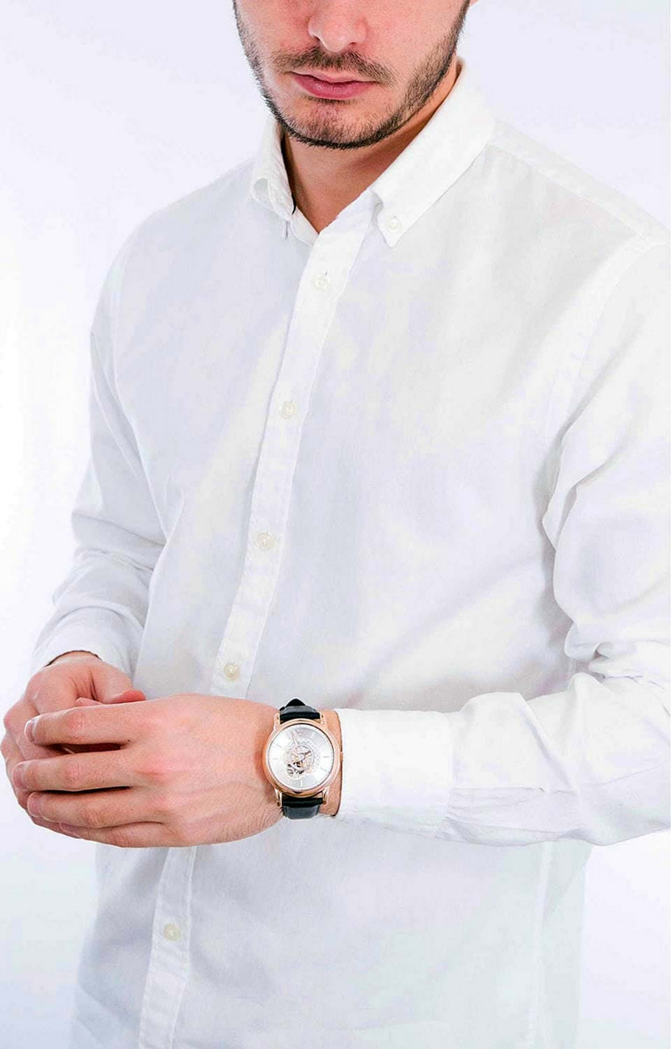  Shop Authentic Emporio Armani Luigi Automatic Silver Dial Black Leather Strap Watch For Men - AR60013 - Luxxuri