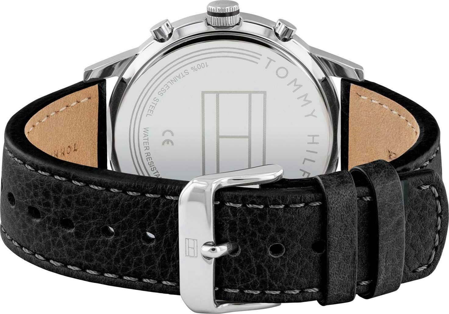  Shop Authentic Tommy Hilfiger Kyle Quartz Black Dial Black Leather Strap Watch for Men - 1791630 - Luxxuri