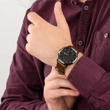  Shop Authentic Tommy Hilfiger Hunter Black Dial Brown Leather Strap Watch for Men - 1791604 - Luxxuri