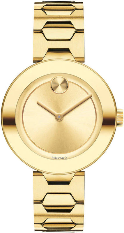 Shop Authentic Movado Bold Gold Dial Gold Steel Strap Watch For Women - 3600382 - Luxxuri