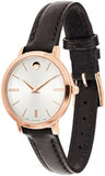  Shop Authentic Movado Ultra Slim White Dial Brown Leather Strap Watch For Women - 0607096 - Luxxuri