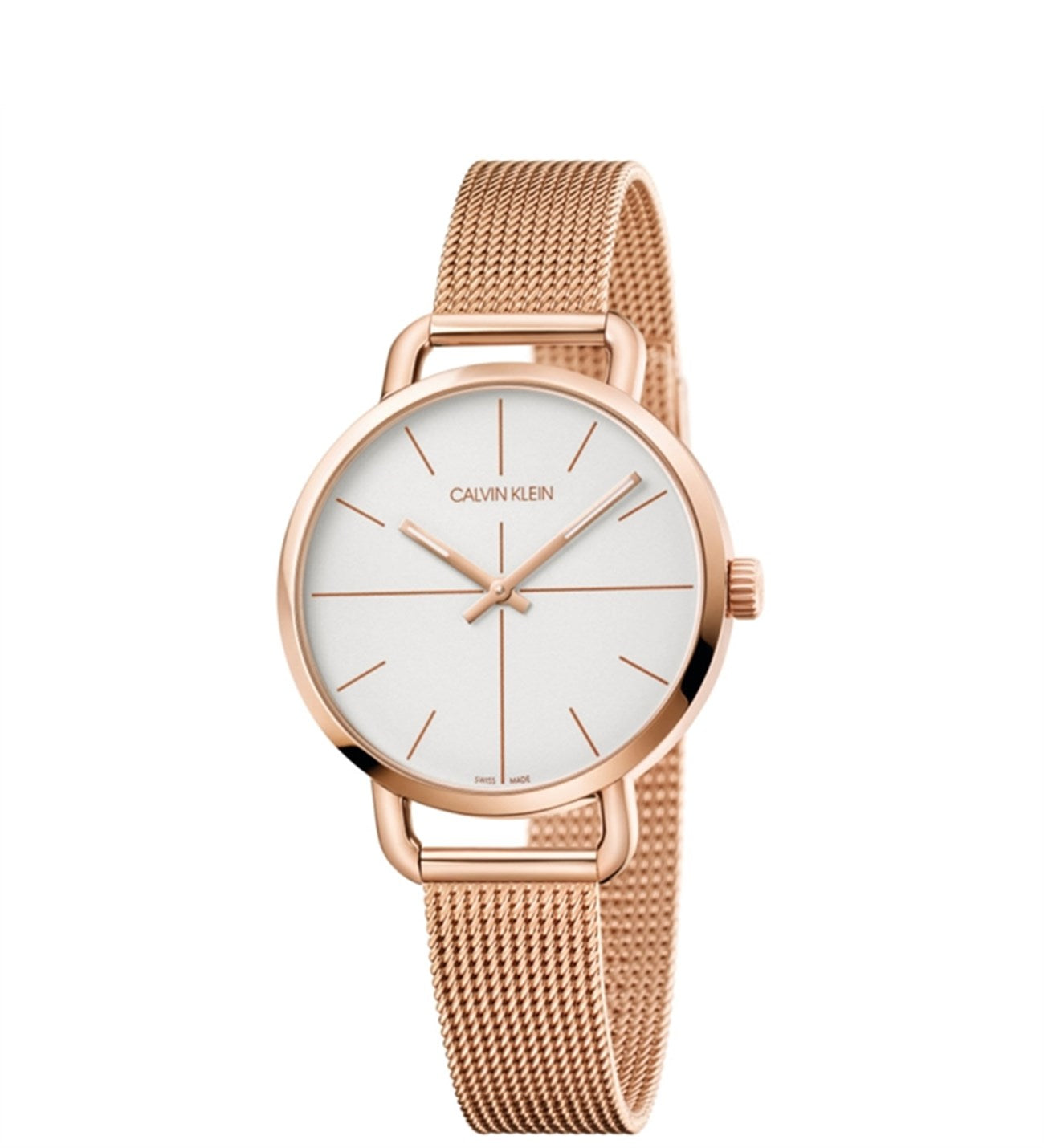  Shop Authentic Calvin Klein Even White Dial Rose Gold Mesh Bracelet Watch for Women - K7B23626 - Luxxuri