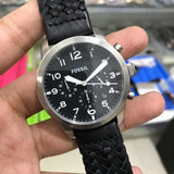  Shop Authentic Fossil Pilot 54 Chronograph Black Dial Black Leather Strap Watch for Men - FS5181 - Luxxuri
