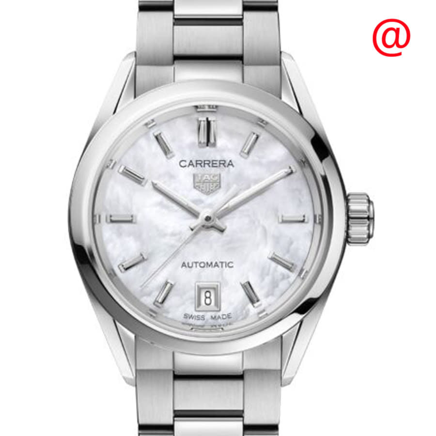  Shop Authentic Tag Heuer Carrera Mother of Pearl Dial Silver Steel Strap Watch for Women - WBN2410.BA0621 - Luxxuri