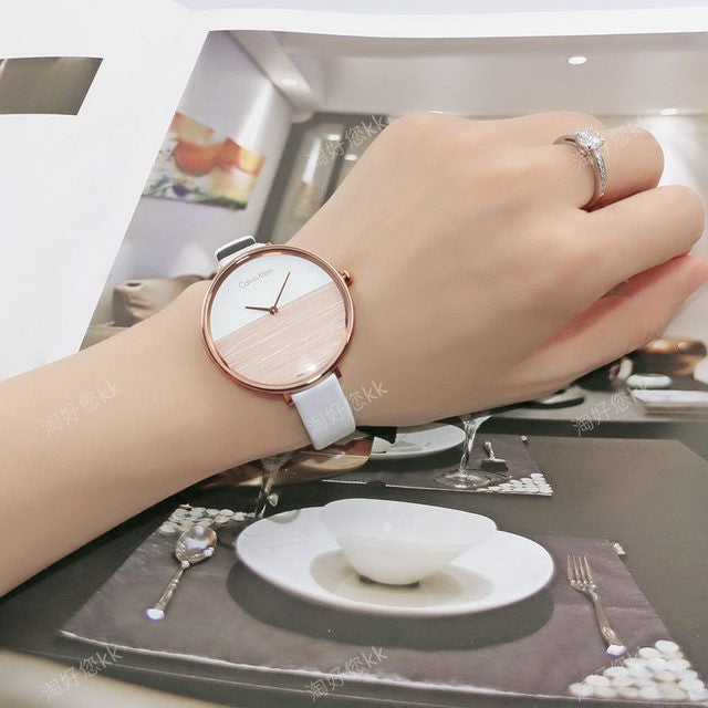  Shop Authentic Calvin Klein Rise White Dial White Leather Strap Watch for Women - K7A236LH - Luxxuri
