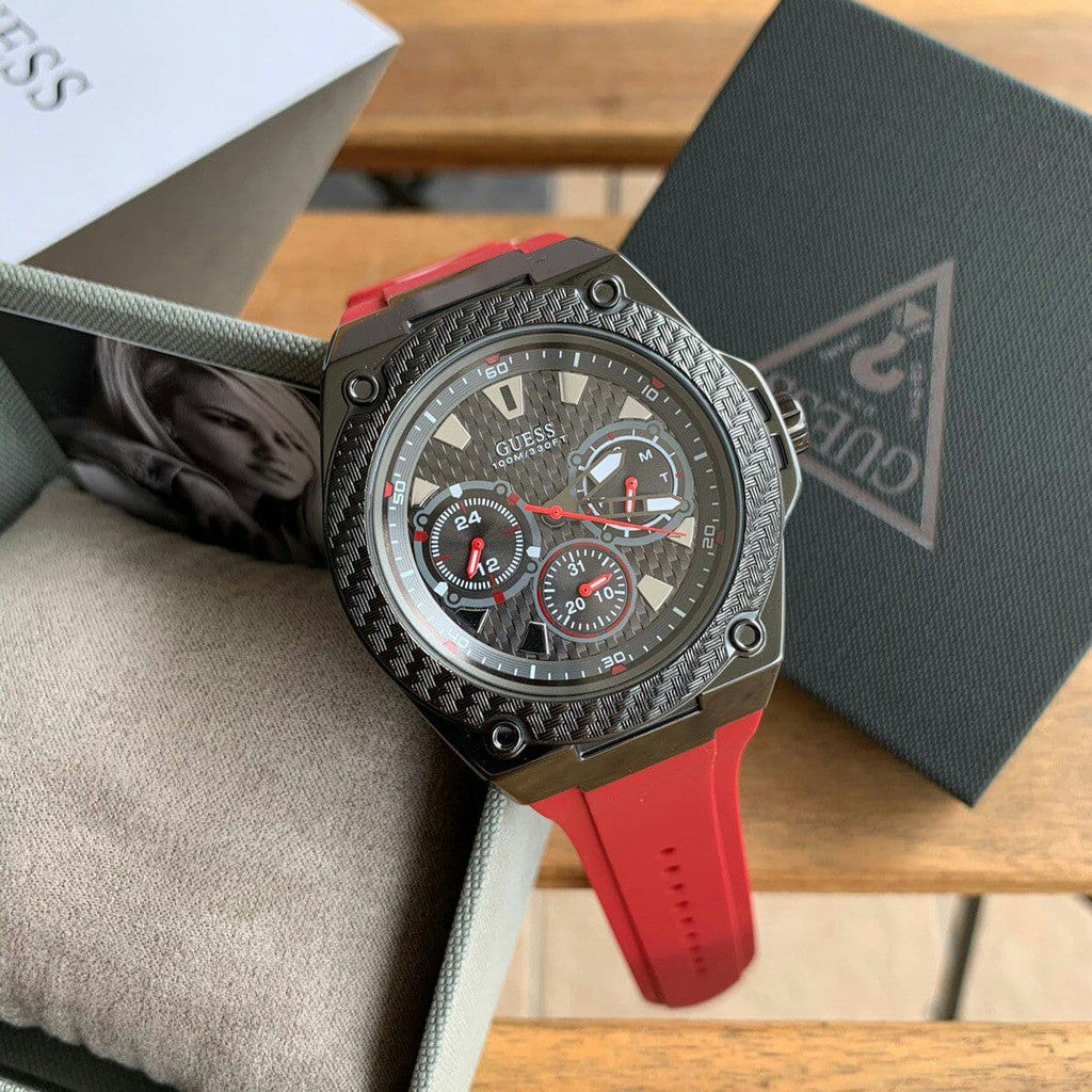  Shop Authentic Guess Legacy Black Dial Red Silicone Strap Watch for Men - W1049G6 - Luxxuri