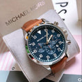  Shop Authentic Michael Kors Gage Chronograph Blue Dial Brown Leather Strap Watch For Men - MK8362 - Luxxuri