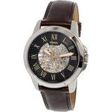  Shop Authentic Fossil Grant Automatic Skeleton Black Dial Brown Leather Strap Watch for Men - ME3100 - Luxxuri