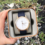  Shop Authentic Fossil The Minimalist Slim White Dial Blue Leather Strap Watch for Men - FS5371 - Luxxuri