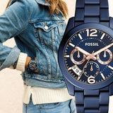  Shop Authentic Fossil Perfect Boyfriend Multifunction Blue Dial Blue Steel Strap Watch for Women - ES4093 - Luxxuri