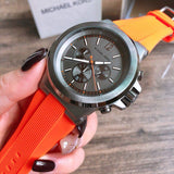  Shop Authentic Michael Kors Dylan Chronograph Grey Dial Orange Rubber Strap Watch for Men - MK8296 - Luxxuri