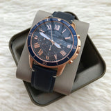  Shop Authentic Fossil Grant Sport Chronograph Blue Dial Blue Leather Strap Watch for Men - FS5237 - Luxxuri