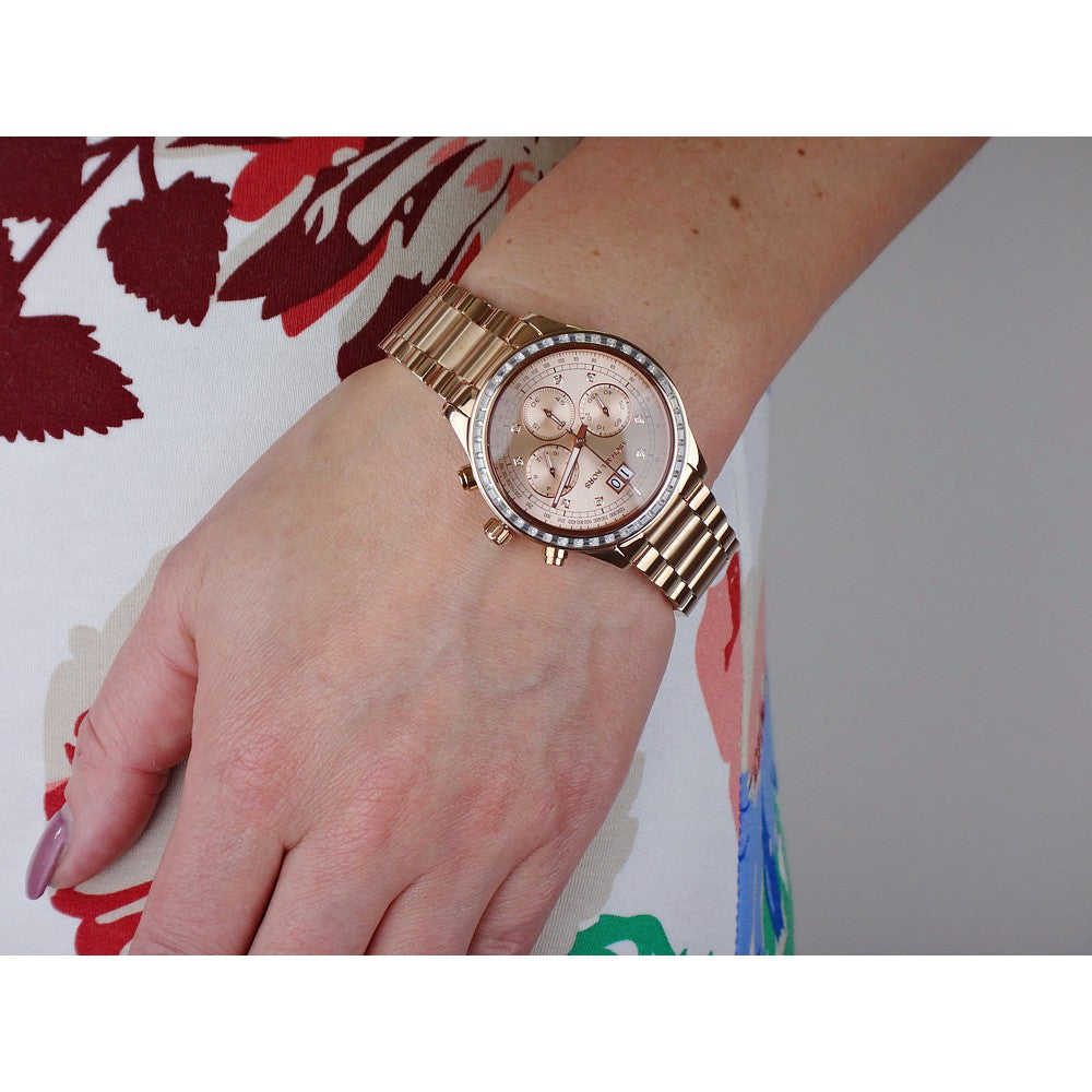 Michael Kors Brinkley Rose Gold Dial Rose Gold Steel Strap Watch for Women - MK6204