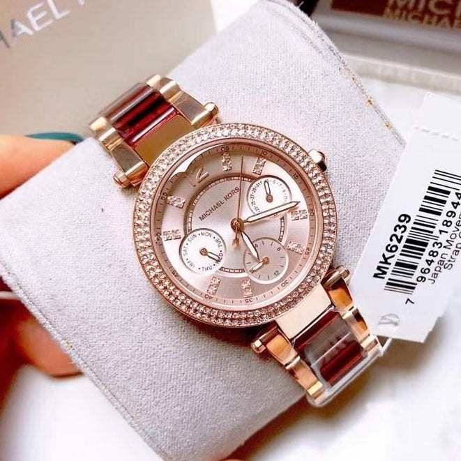  Shop Authentic Michael Kors Parker Rose Gold Dial Two Tone Steel Strap Watch for Women - MK6239 - Luxxuri