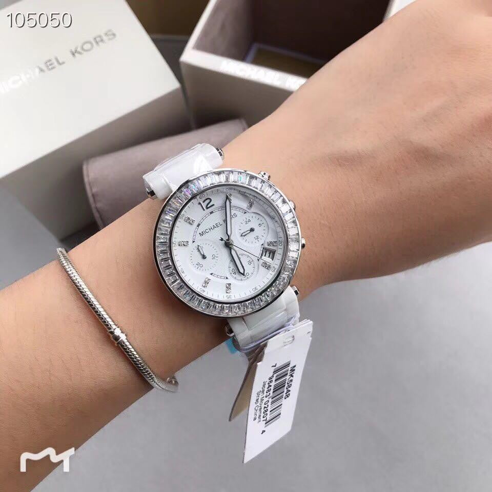  Shop Authentic Michael Kors Parker White Dial White Leather Strap Watch for Women - MK5848 - Luxxuri
