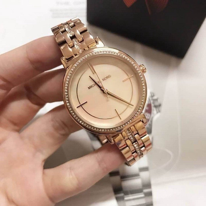  Shop Authentic Michael Kors Cinthia Mother of Pearl Rose Gold Dial Rose Gold Steel Strap Watch for Women - MK3643 - Luxxuri