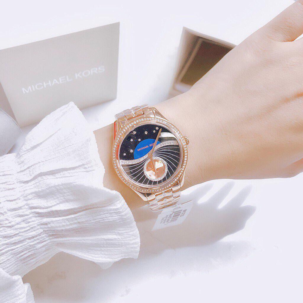  Shop Authentic Michael Kors Lauryn Blue Dial Rose Gold Steel Strap Watch for Women - MK3723 - Luxxuri