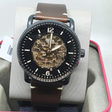  Shop Authentic Fossil Commuter Automatic Black Dial Brown Leather Strap Watch for Men - ME3158 - Luxxuri