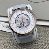  Shop Authentic Fossil Vintage Muse Automatic Skeleton White Dial Grey Leather Strap Watch for Women - ME3131 - Luxxuri