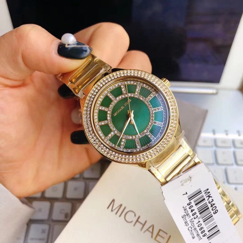  Shop Authentic Michael Kors Kerry Green Dial Gold Steel Strap Watch for Women - MK3409 - Luxxuri