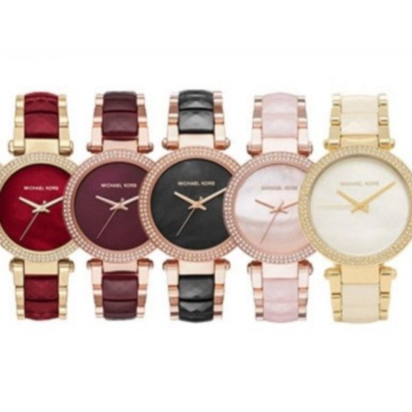  Shop Authentic Michael Kors Parker Maroon Dial Two Tone Steel Strap Watch for Women - MK6412 - Luxxuri