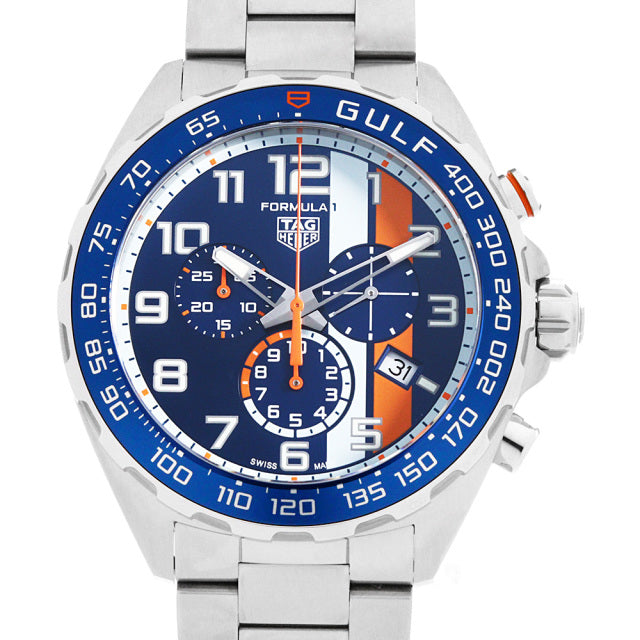  Shop Authentic Tag Heuer Formula 1 Gulf Edition Chronograph Blue Dial Silver Steel Strap Watch for Men - CAZ101AT.BA0842 - Luxxuri